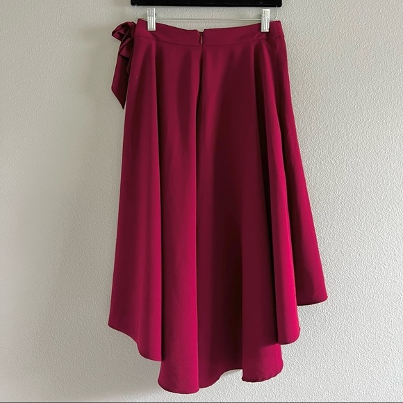 EXPRESS high low folded ruffled wrap skirt in Maroon -  Size: 0 - Picture 3 of 9